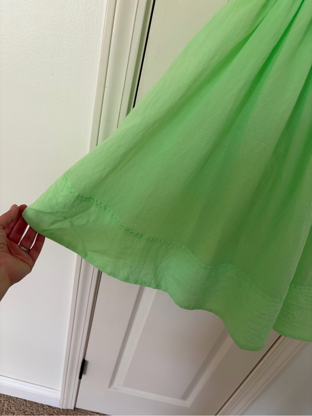 Medium • MABLE Neon Green Ruffle-Sleeve Mini Dress - Picture 5 of 12